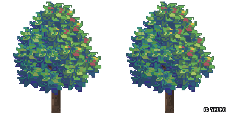 Rotation sway on the left, Pixel Wind on the right