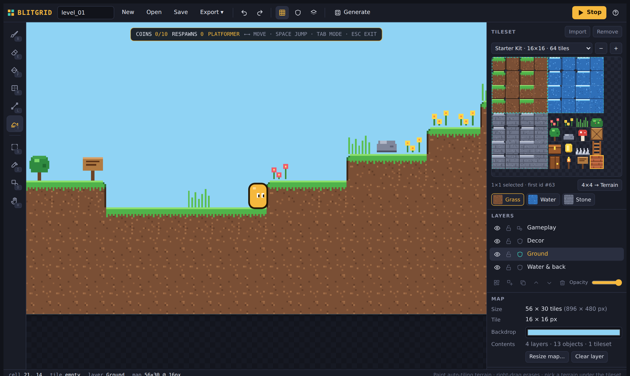 Screenshot 2 for Blitgrid — Pixel Art Level Editor