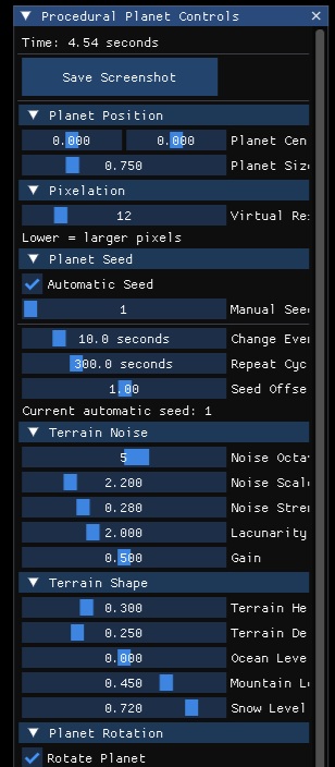 Screenshot 3 for Pixelated Planet Playground w/ Source Code