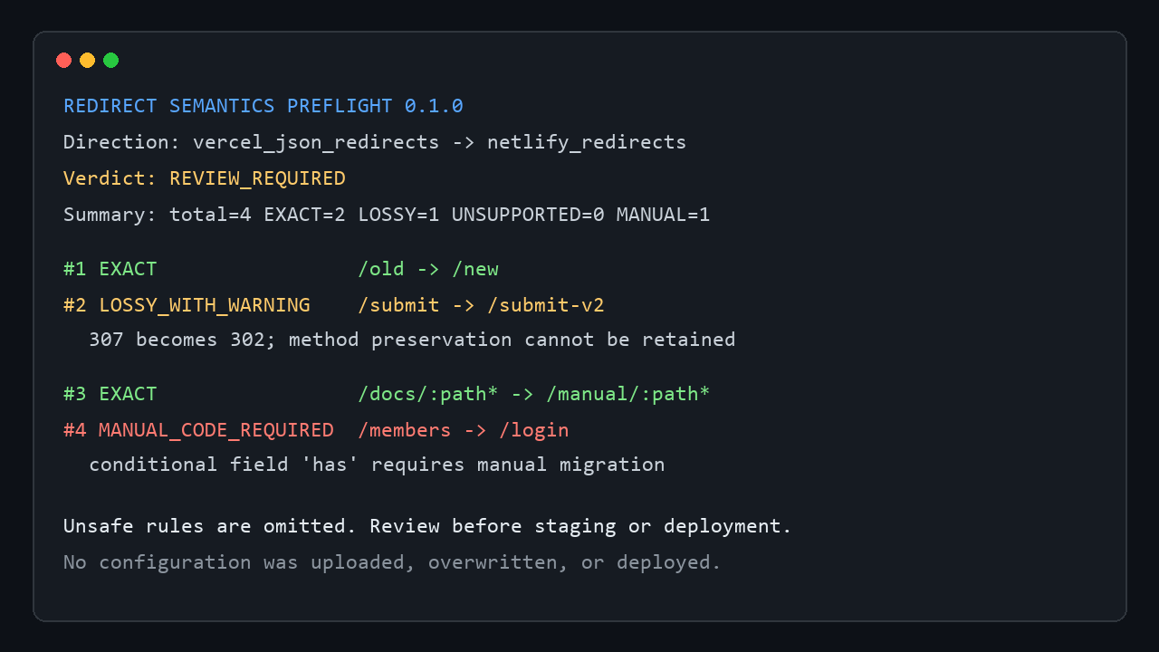 Screenshot 2 for Redirect Semantics Preflight