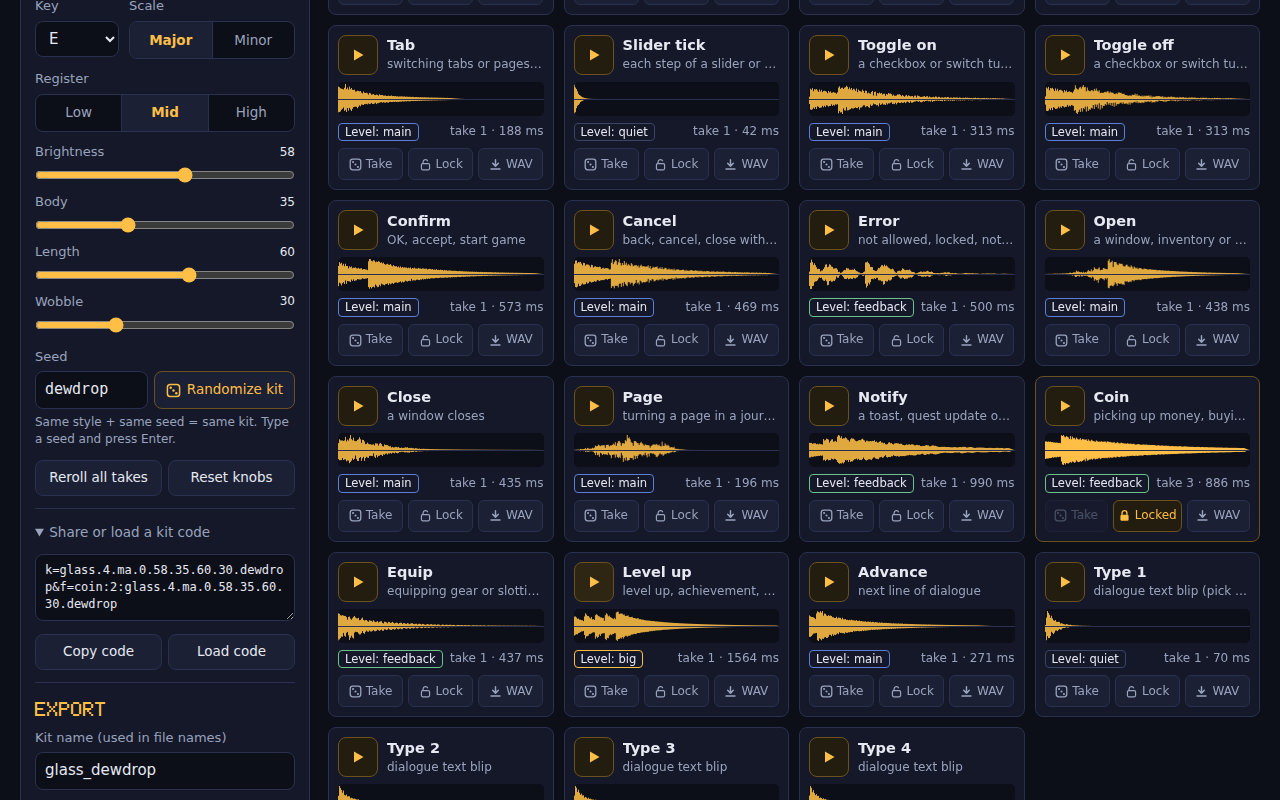 Screenshot 4 for Chirp Forge: Free Game UI Sound Effect Generator