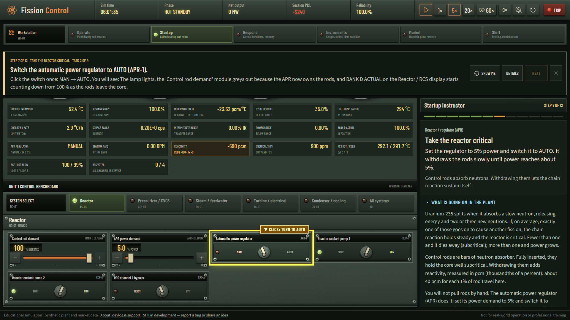 Screenshot 2 for Run a nuclear reactor control room.