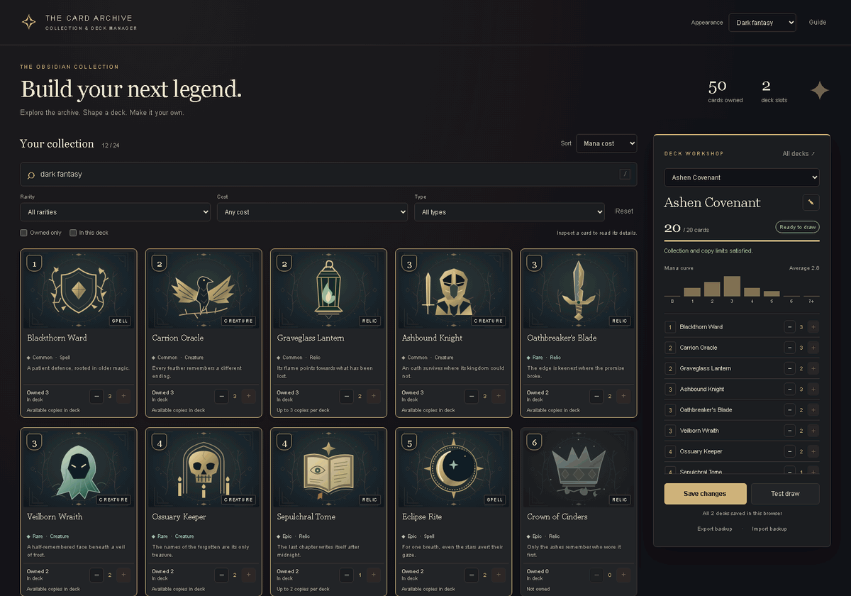 v1.0 launch — Art, Decks & Combat - HTML5 Card Game Production Bundle ...