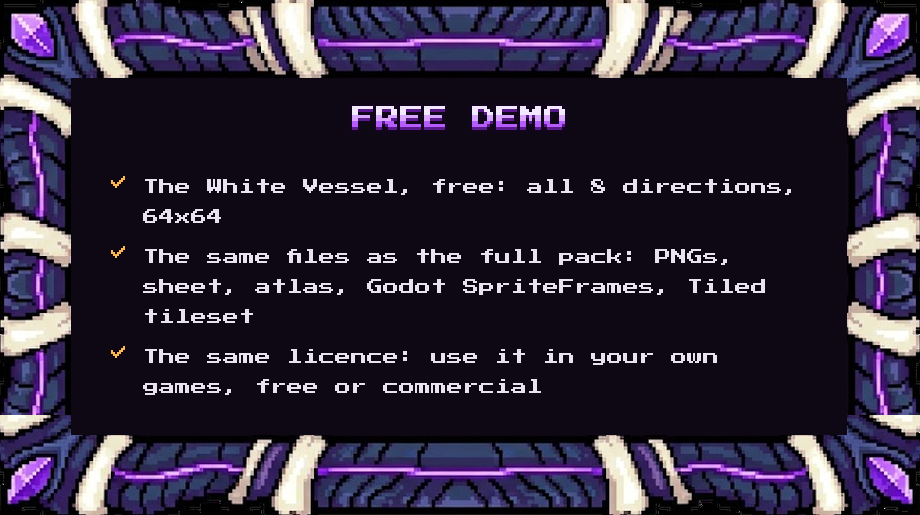 Free demo: the White Vessel, all 8 directions, with the same files and licence as the full pack.