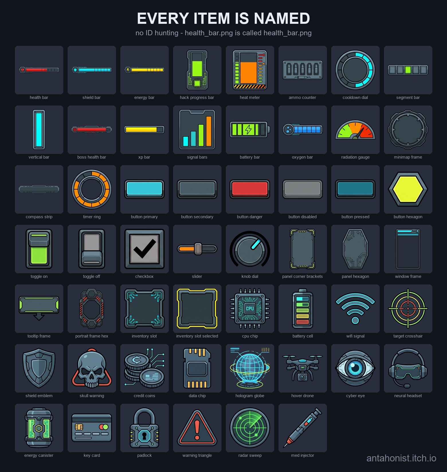 600+ Game UI Elements - Mega Pack: 12 HUD Kits by Antahonist