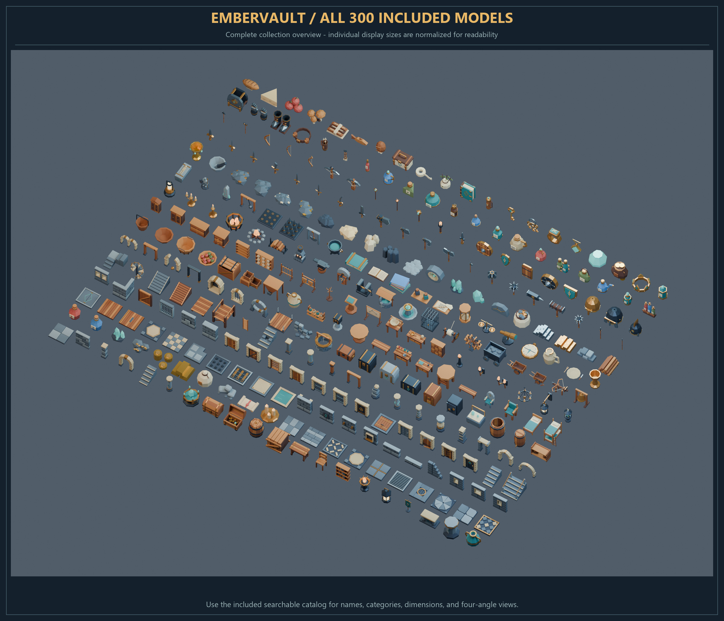 Embervault - 300 Low-Poly Dungeon Models & Props by leeman69
