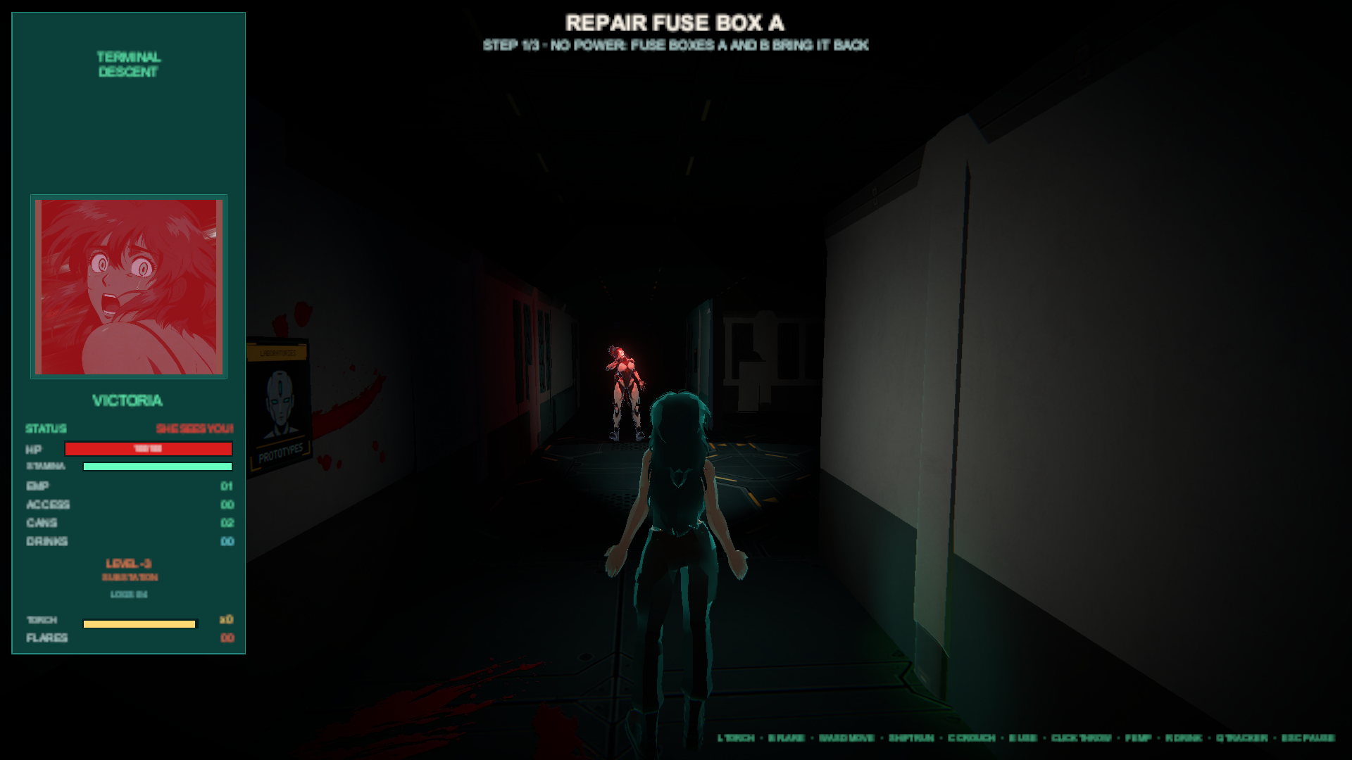 Light Post Terminal Box 0.6 — KatIA Is Coming: a floor without power, a stalker you mustn't let ...