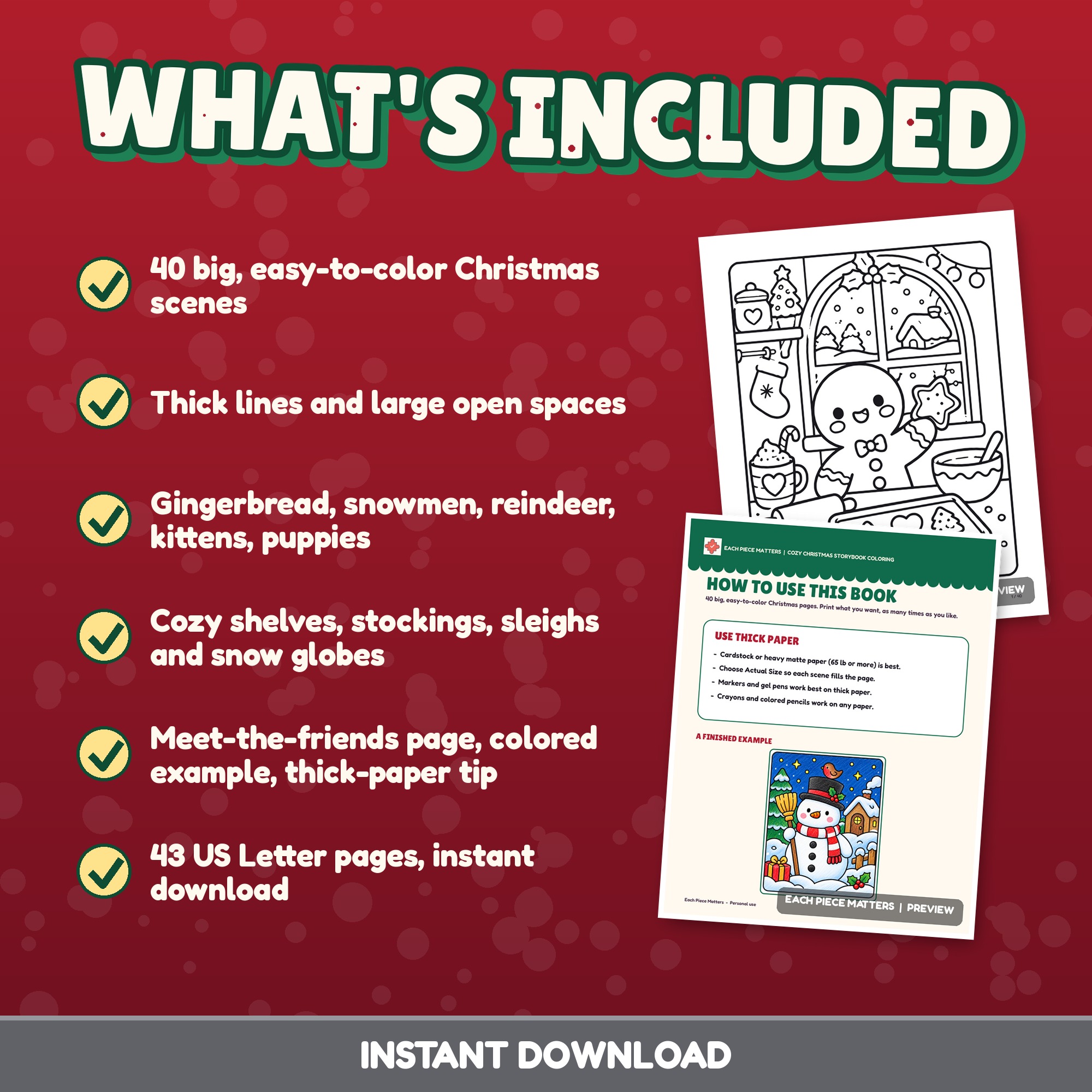 Screenshot 2 for Christmas Coloring Pages, 40 Cozy Storybook Winter Scenes, Printable PDF for Kids