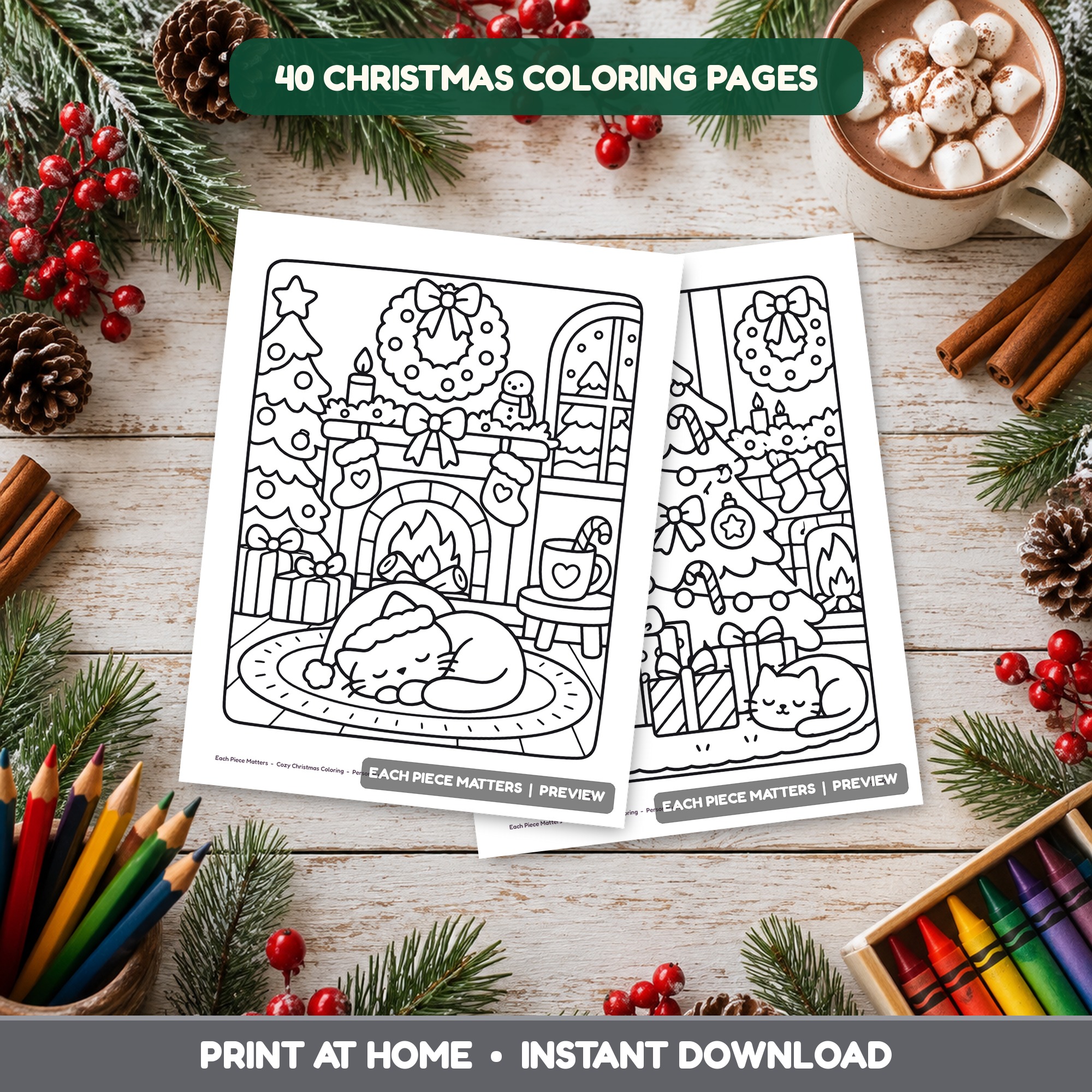 Screenshot 5 for Christmas Coloring Pages, 40 Cozy Storybook Winter Scenes, Printable PDF for Kids