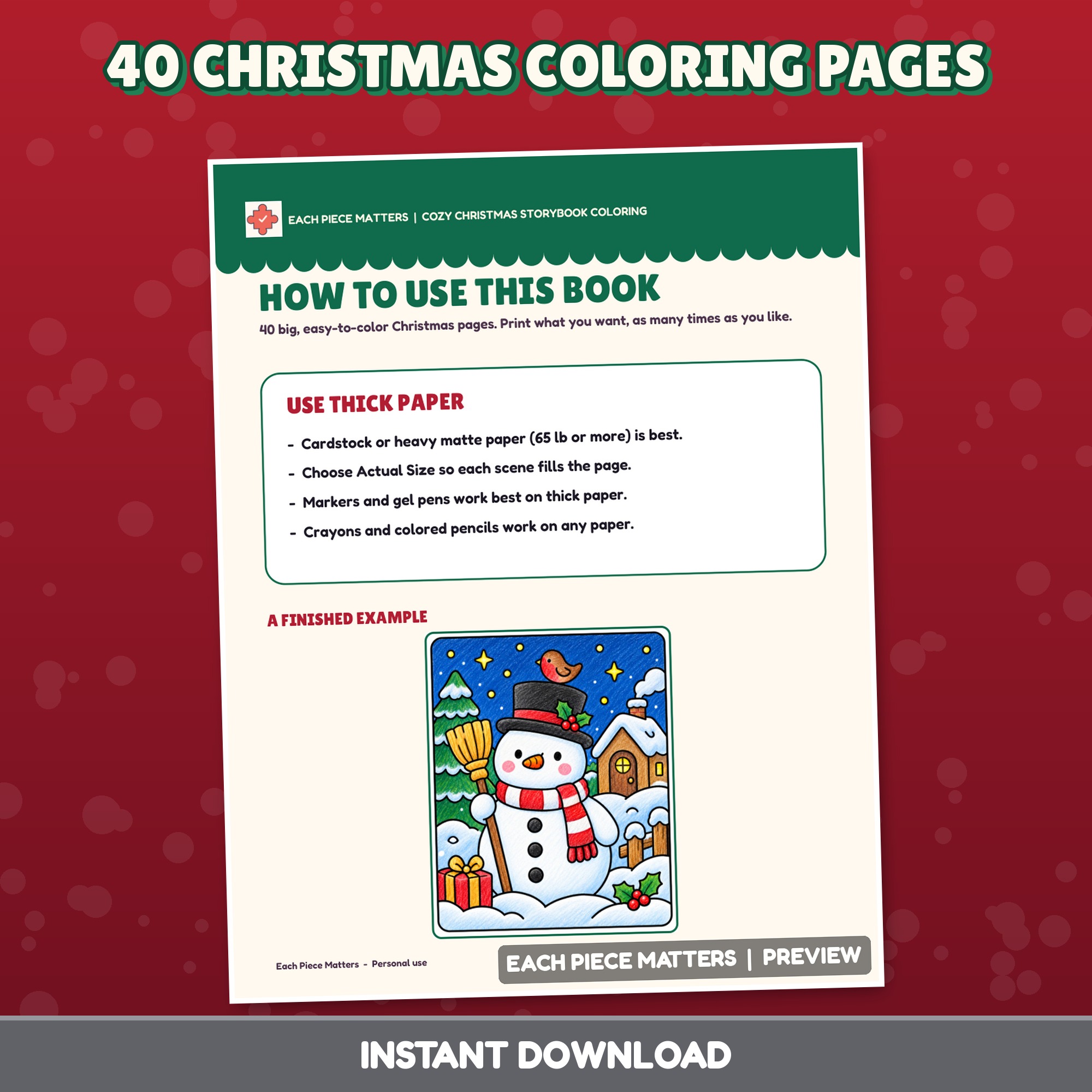 Screenshot 9 for Christmas Coloring Pages, 40 Cozy Storybook Winter Scenes, Printable PDF for Kids
