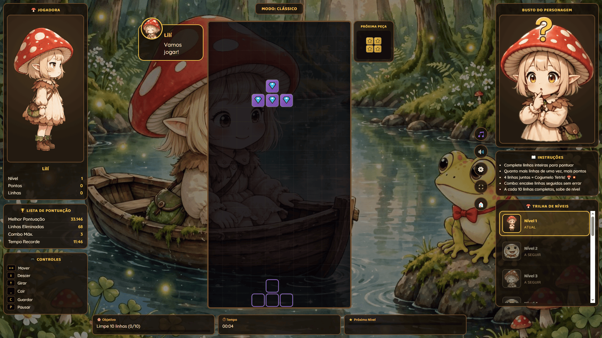 Screenshot 3 for Lili & Croak Crok - Cogumelo Tetris da Floresta Cogumelo