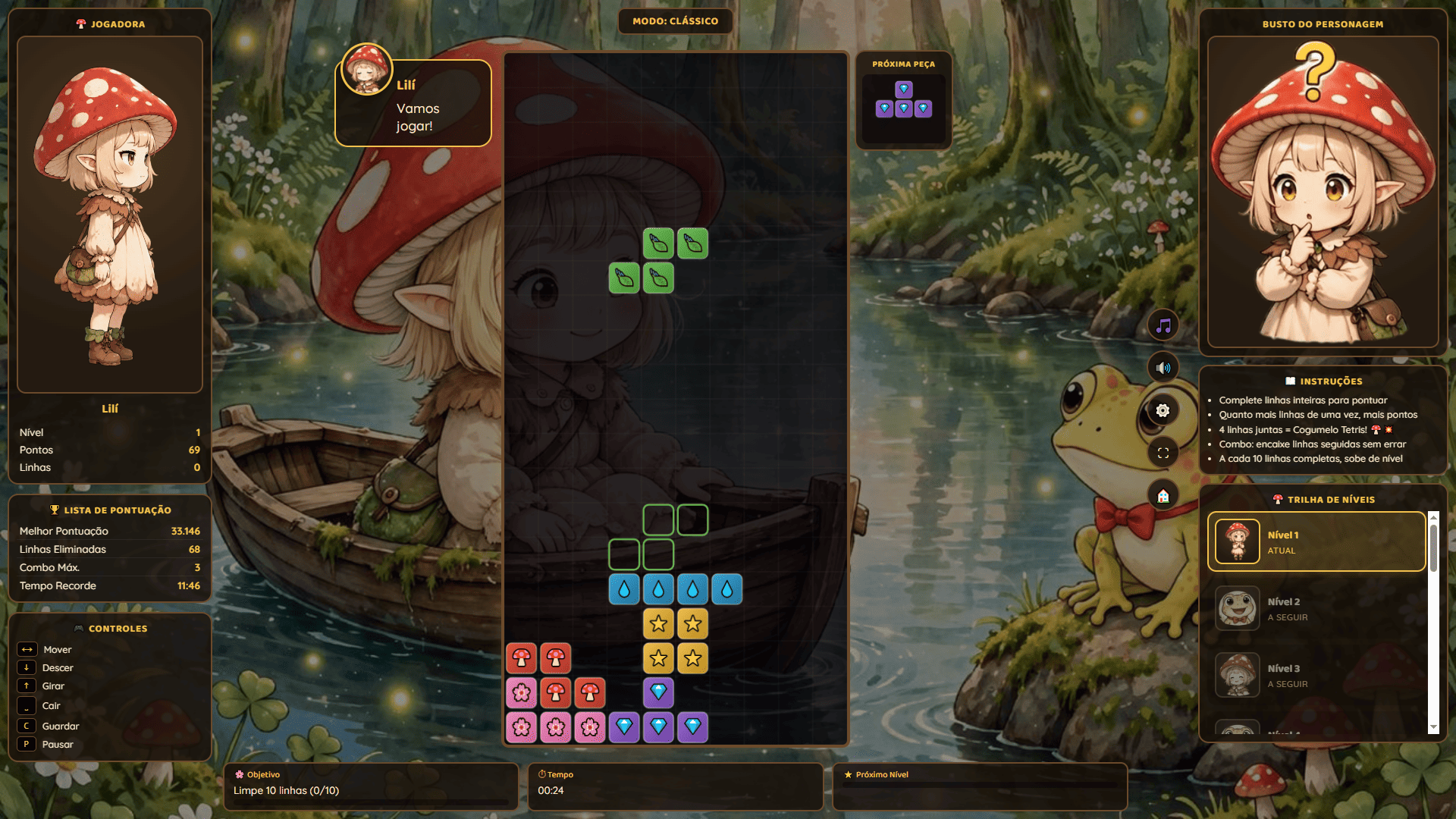 Screenshot 6 for Lili & Croak Crok - Cogumelo Tetris da Floresta Cogumelo