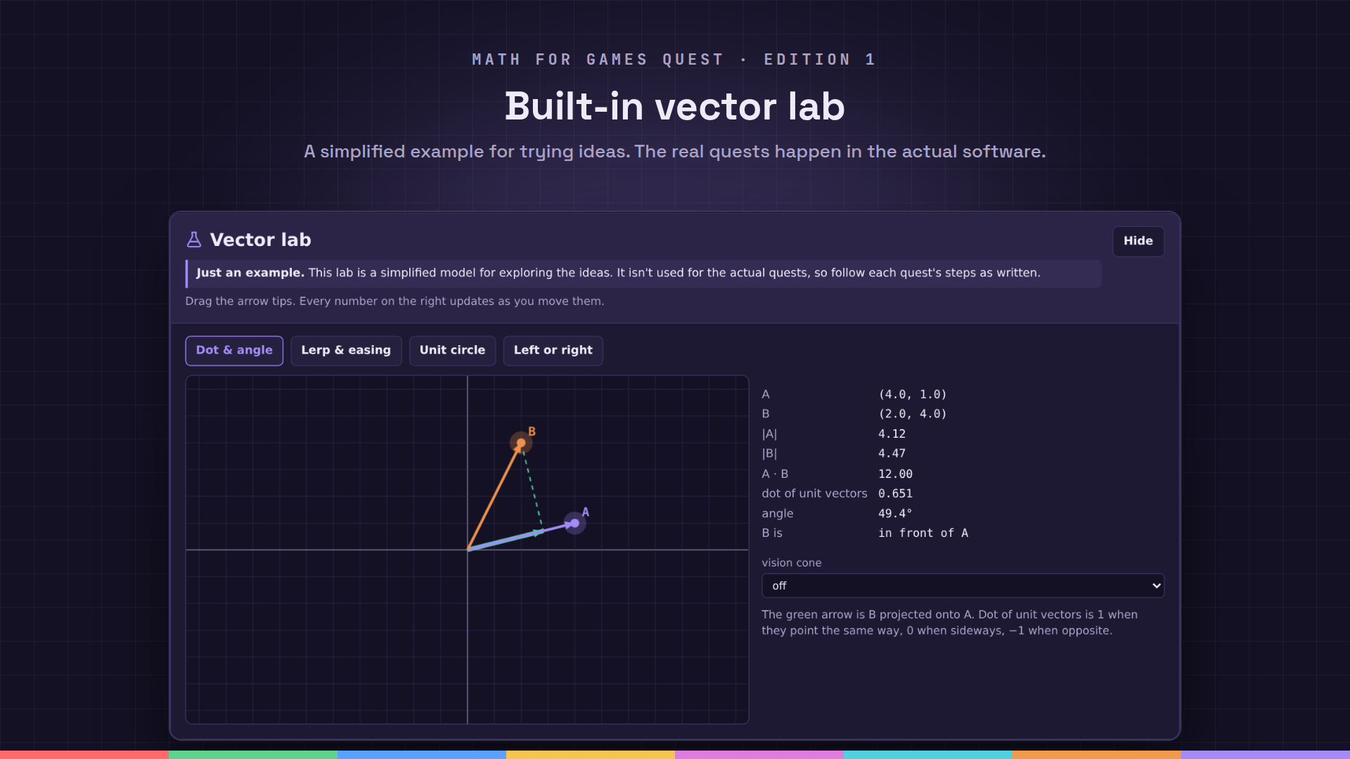 Screenshot 3 for Math for Games Quest, Edition 1