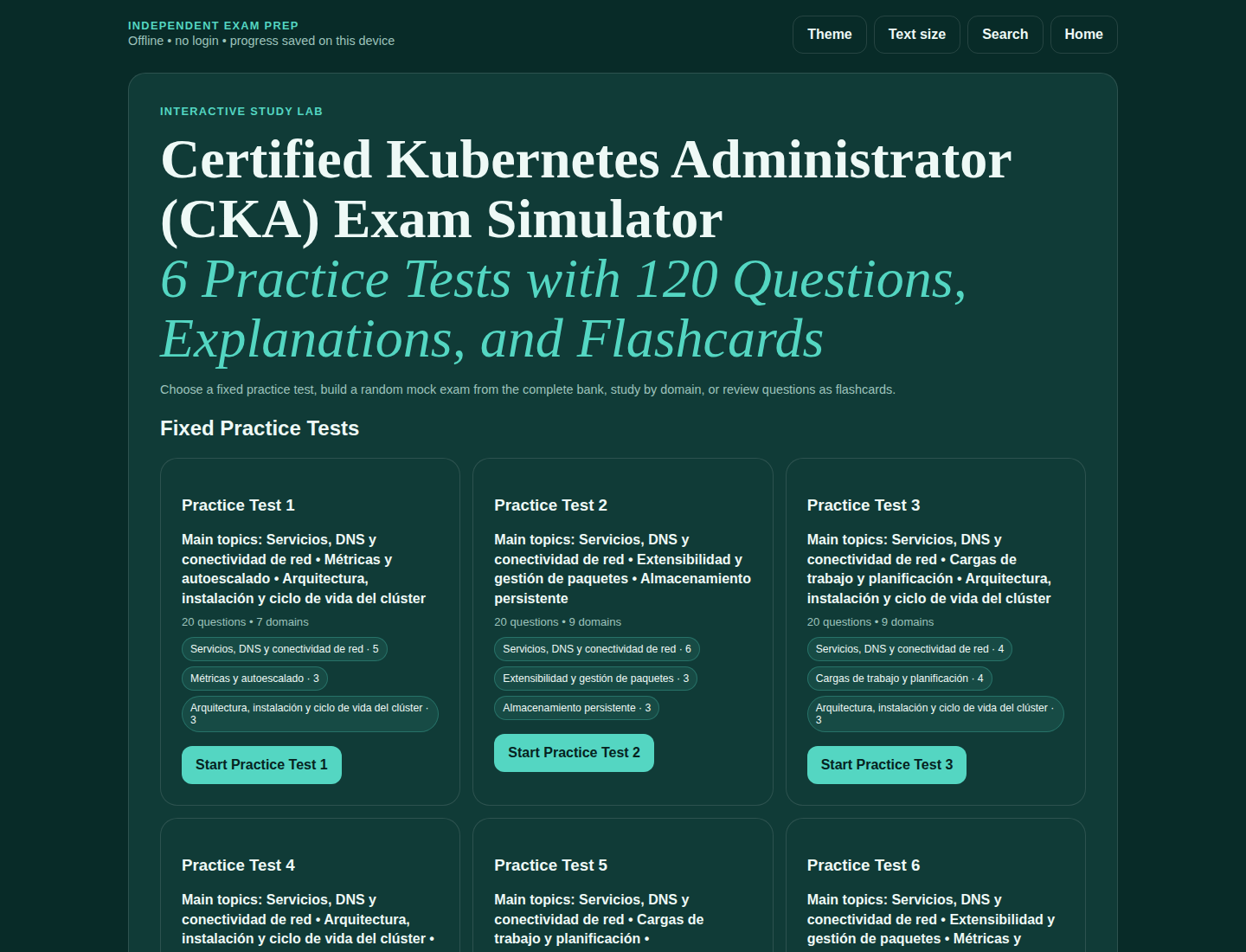 Screenshot 2 for Certified Kubernetes Administrator (CKA) - Simulador de Examen (Español / Spanish)