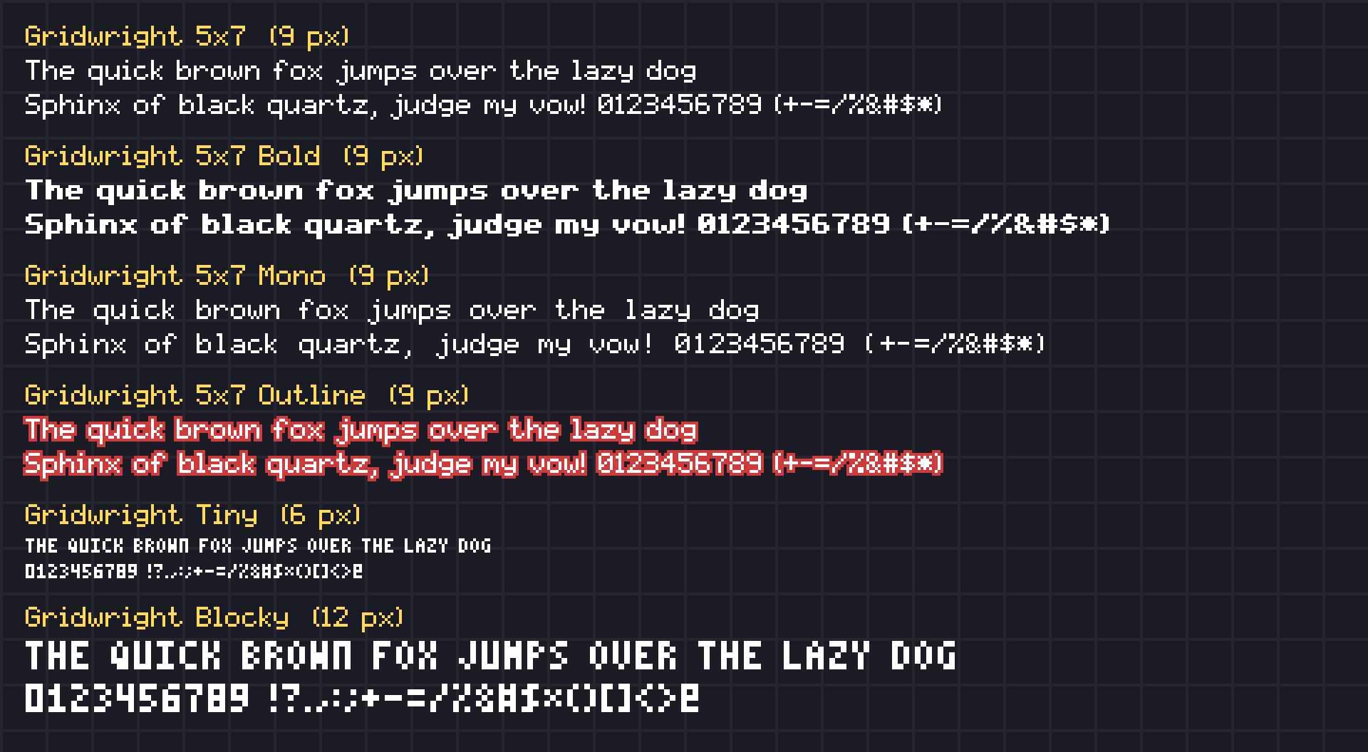 Pixel Fonts pixel art preview 2