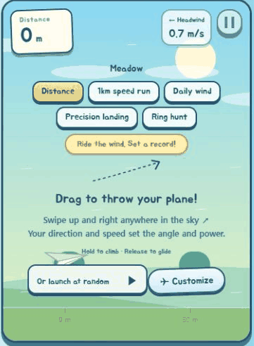 Real Paper Flight gameplay: launch and ride the wind