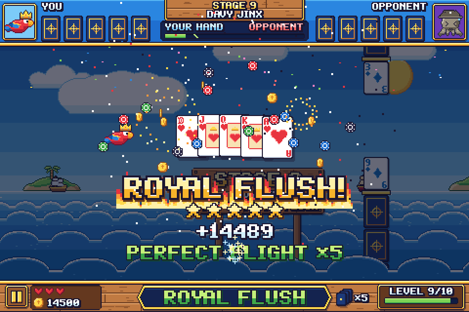 Wild Seas: winning a stage with a Royal Flush