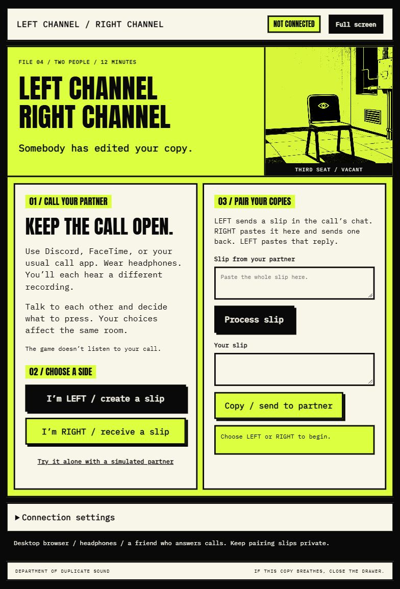 Screenshot 2 for LEFT CHANNEL / RIGHT CHANNEL