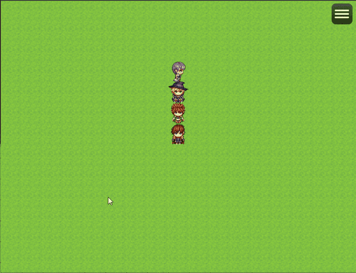 CT Diagonal Movement gameplay example showing diagonal player movement across an RPG Maker MZ map.