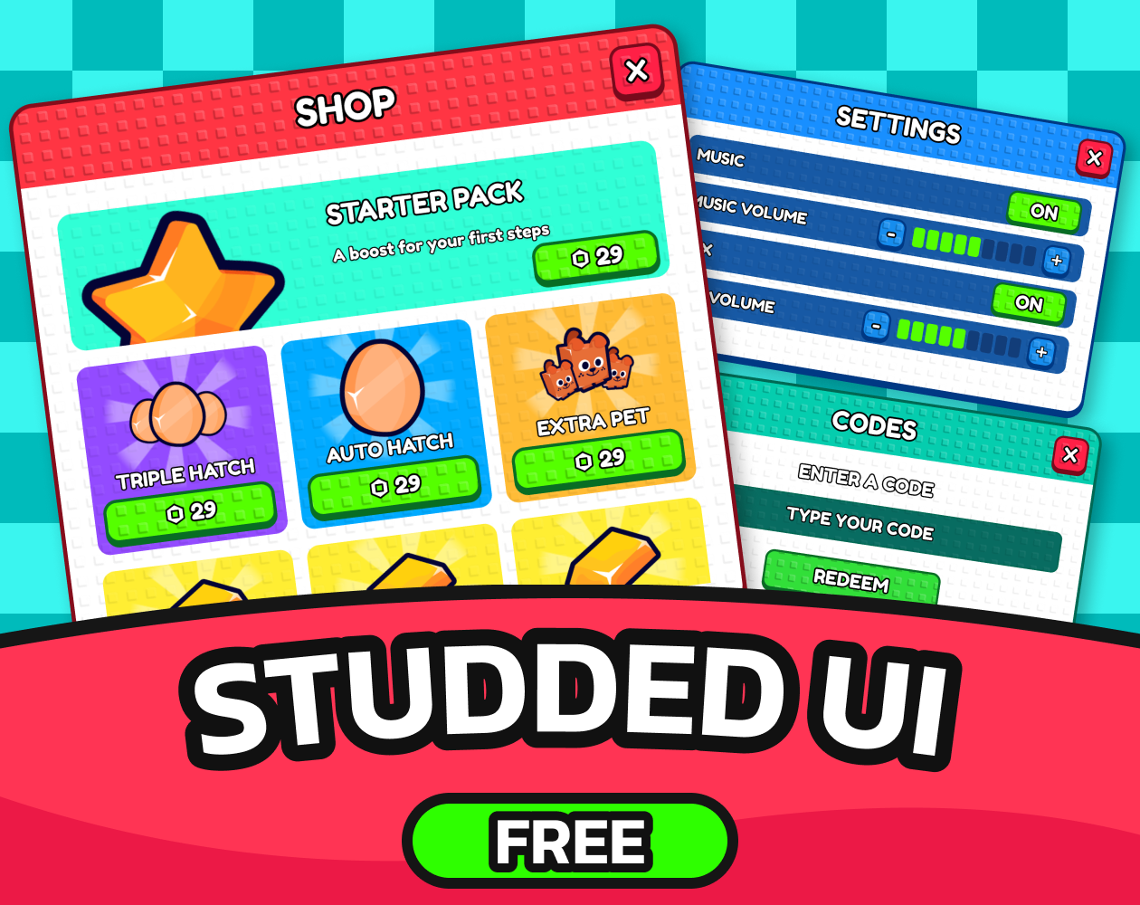 Studded UI: free Roblox UI kit
