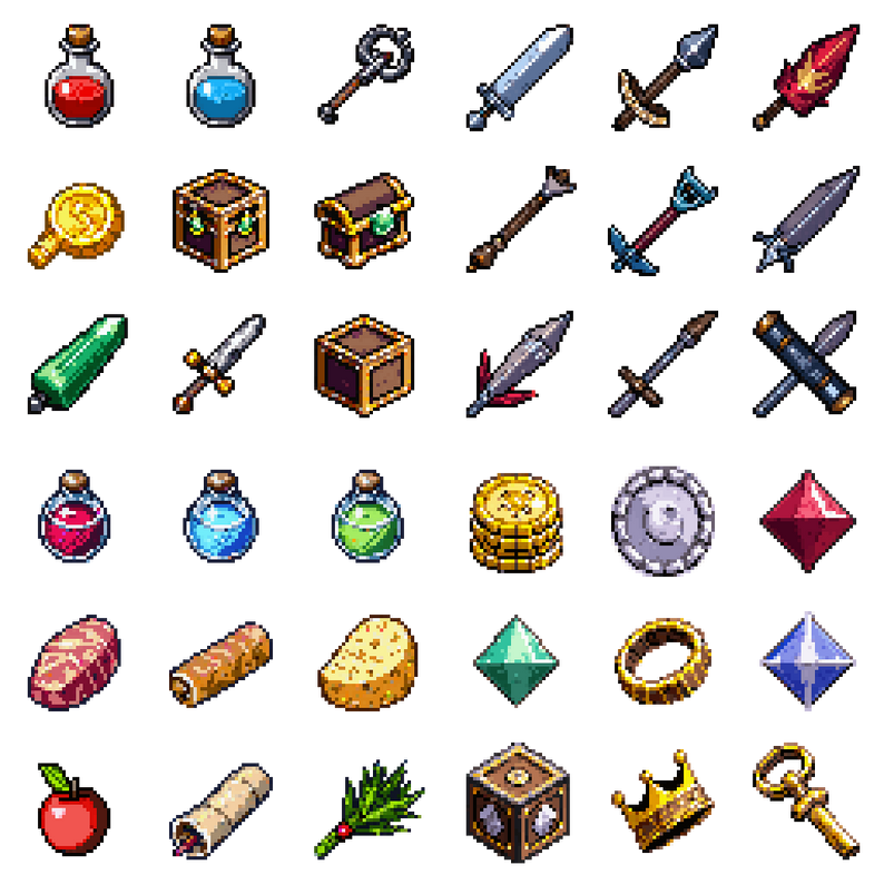 Unity Project Icon Fantasy RPG Item Icons - Pixel Art Pack by furkan90x