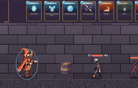 The card belt runs while the mage casts