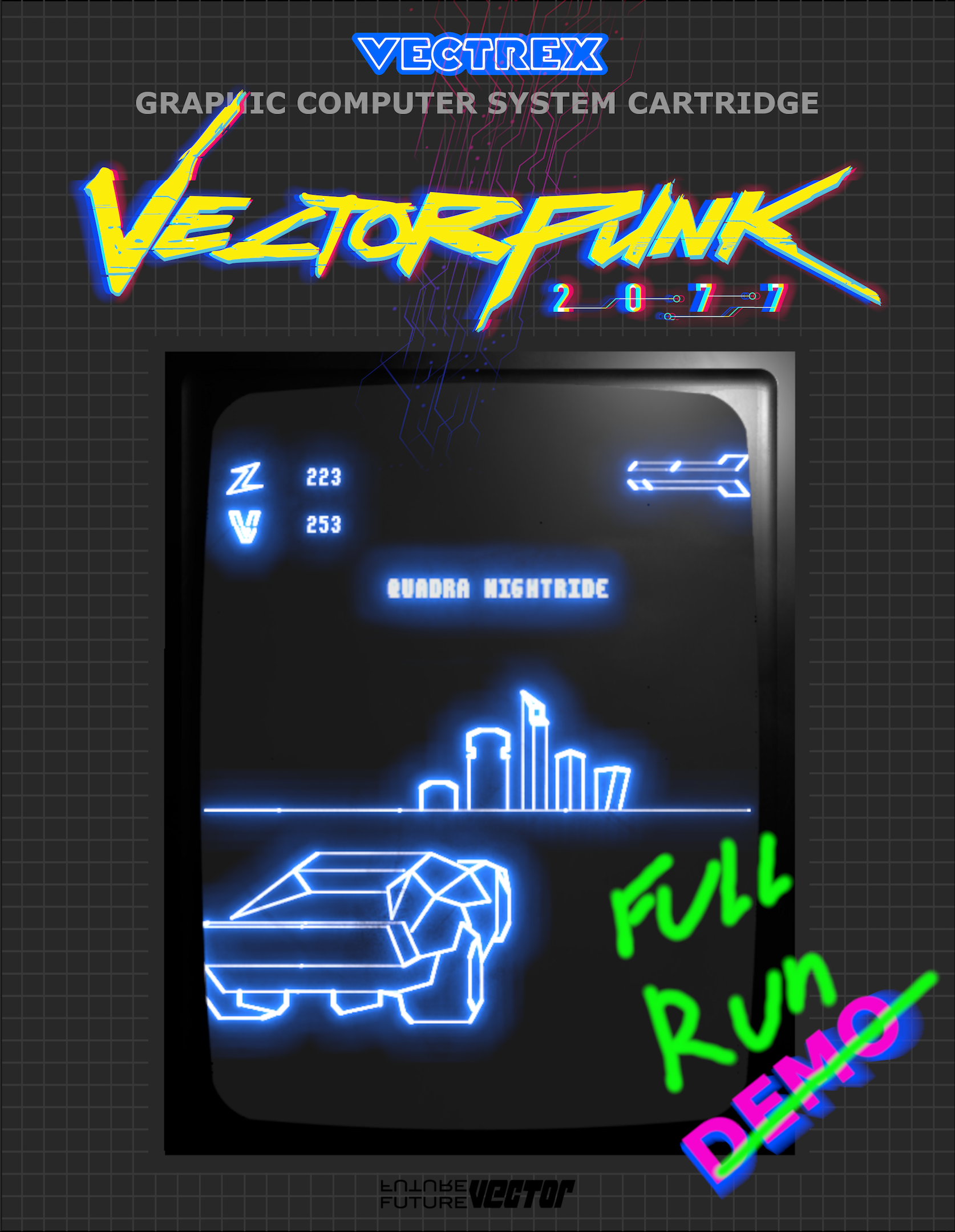 Screenshot 2 for Vectorpunk 2077: Quadra Nightride [Vectrex]