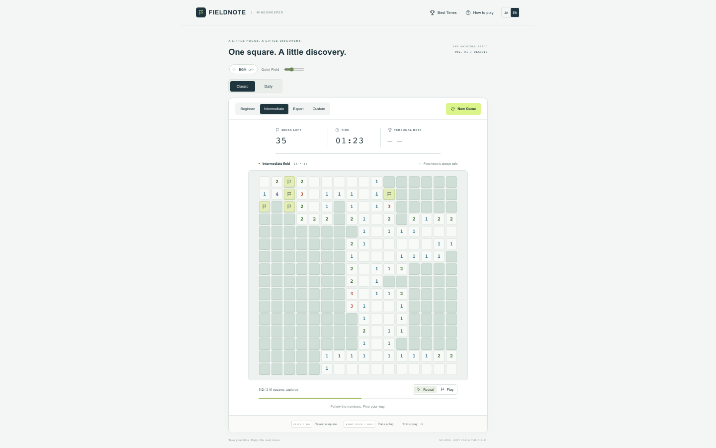 Screenshot 2 for FIELDNOTE Minesweeper