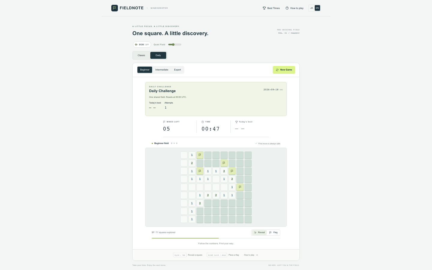 Screenshot 3 for FIELDNOTE Minesweeper