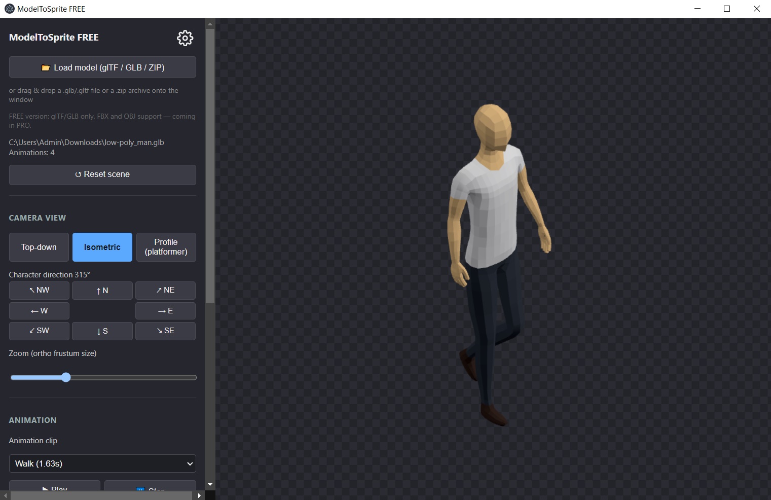 Screenshot 2 for 3D Model to Sprite Animation – Generate 2D Sprite Sheets or Voxels