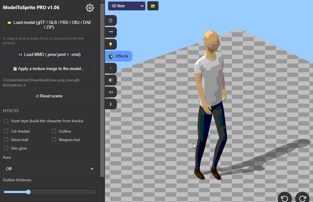 Screenshot 6 for 3D Model to Sprite Animation – Generate 2D Sprite Sheets or Voxels