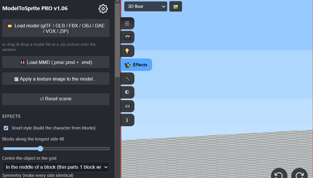Screenshot 7 for 3D Model to Sprite Animation – Generate 2D Sprite Sheets or Voxels