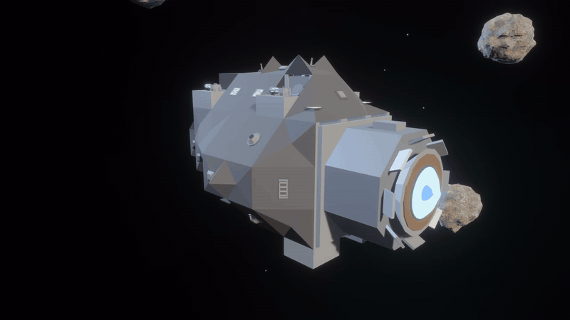 Ship sections breaking away after taking damage