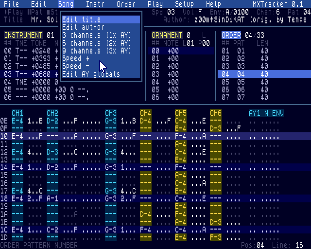 Screenshot 3 for MXTracker (ZX Spectrum Next)