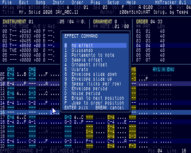 Screenshot 6 for MXTracker (ZX Spectrum Next)