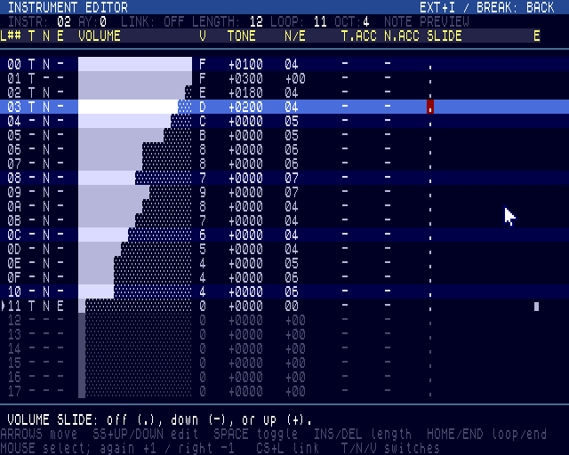 Screenshot 4 for MXTracker (ZX Spectrum Next)