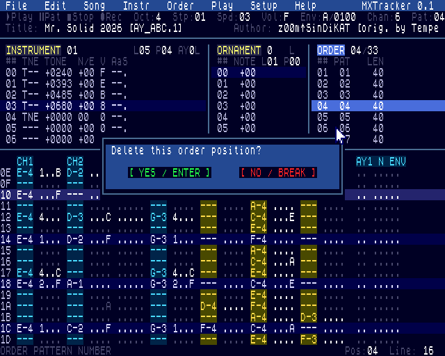 Screenshot 7 for MXTracker (ZX Spectrum Next)