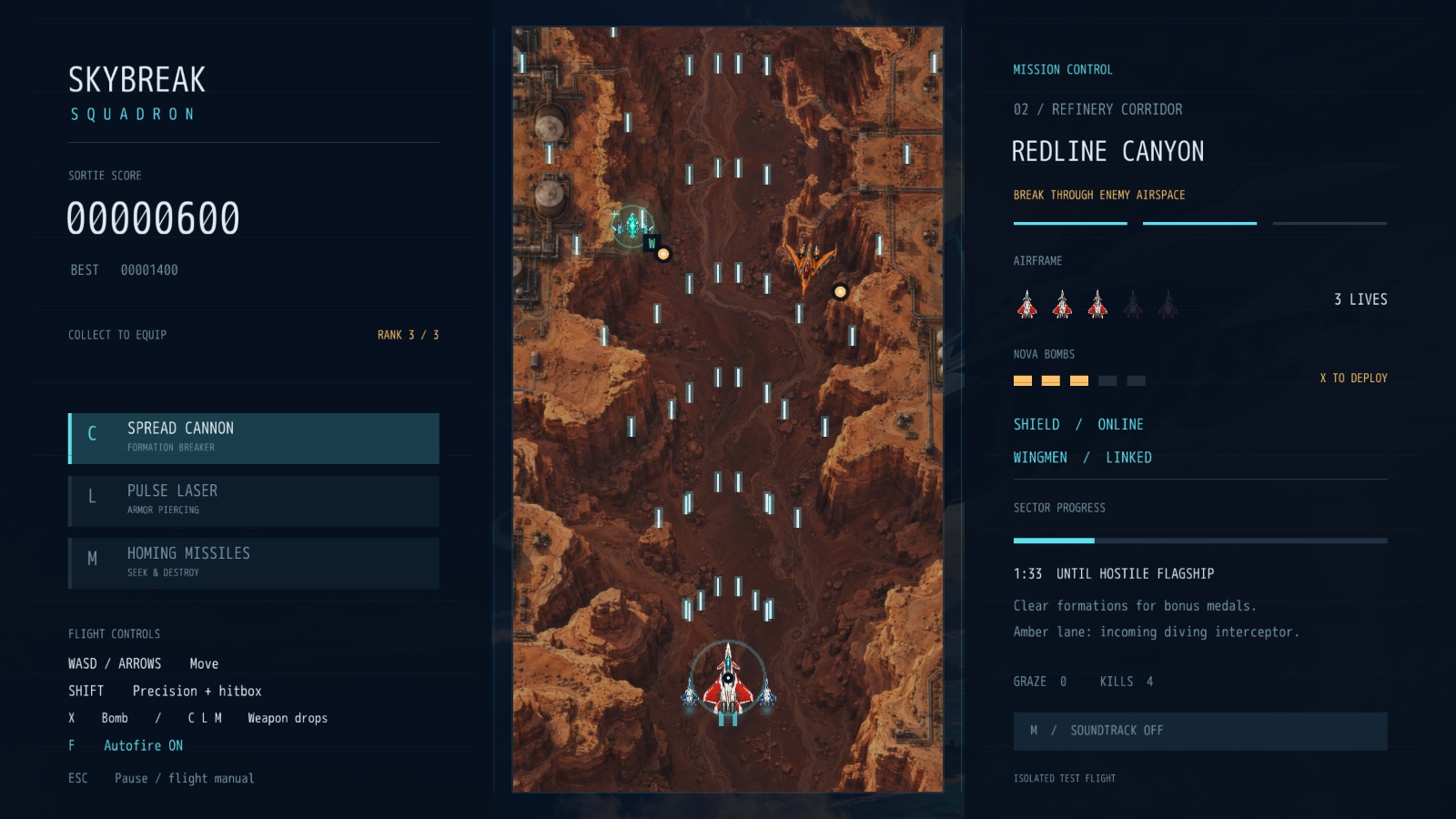 Actual Redline Canyon combat above the desert refinery.