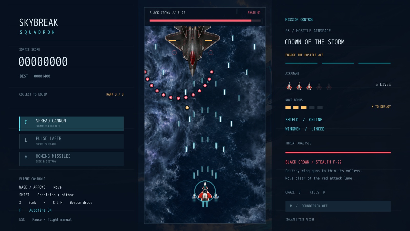 Black Crown boss encounter over the storm-dark ocean.