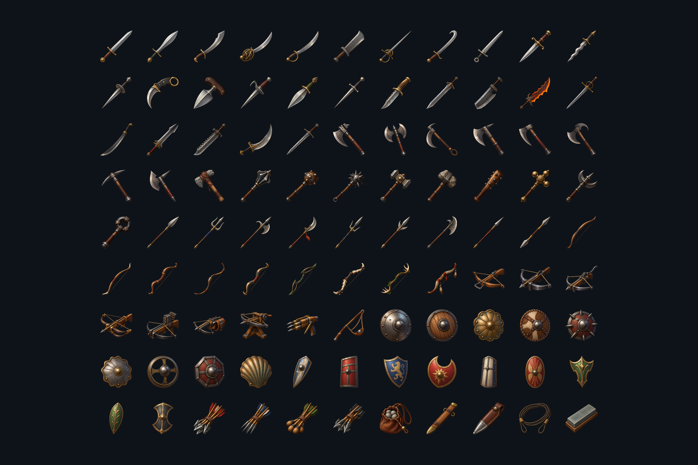 Unity Project Icon Weapons & Shields — 2D Inventory Icons by nray12