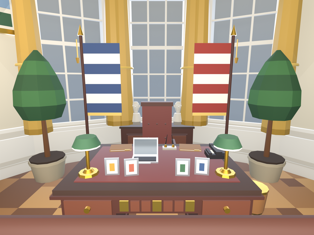 Fun Broken Code Low Poly Presidential Oval Office - 76 Game Ready Models by Assets.fun