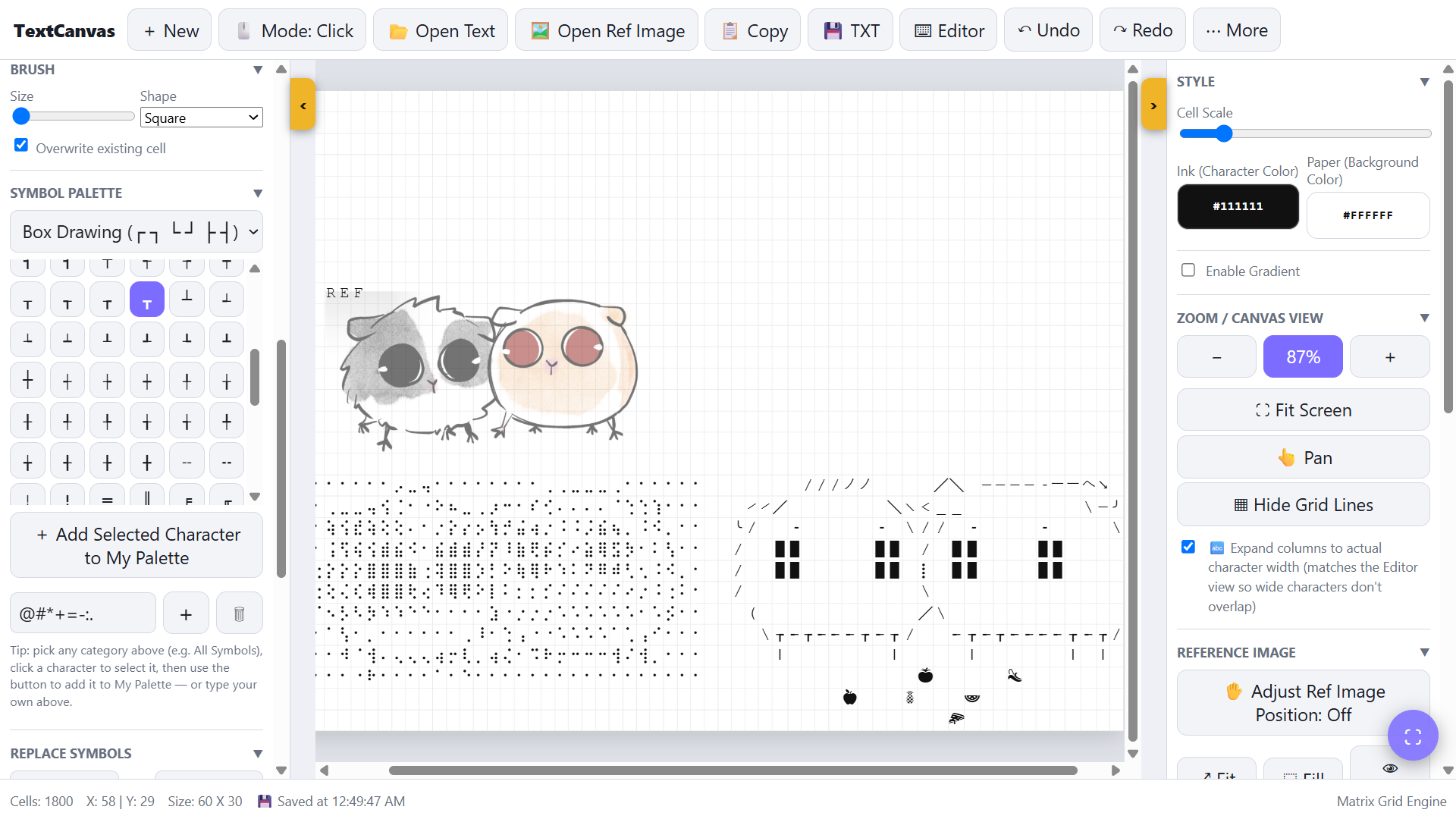 Screenshot 5 for TextCanvas — ASCII / Unicode Art Studio