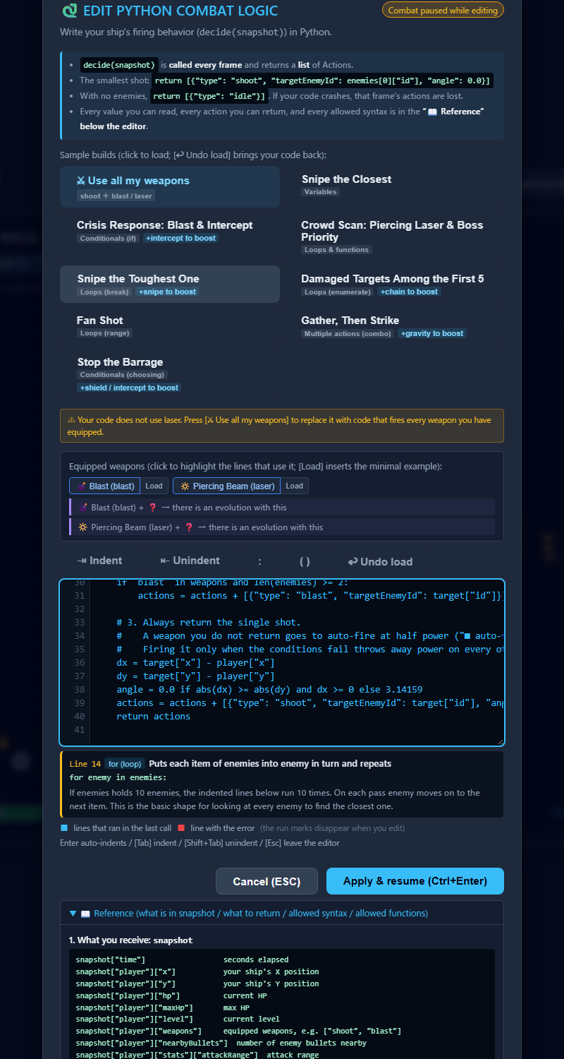 Screenshot 6 for CODE SURVIVOR (Free Web Version)