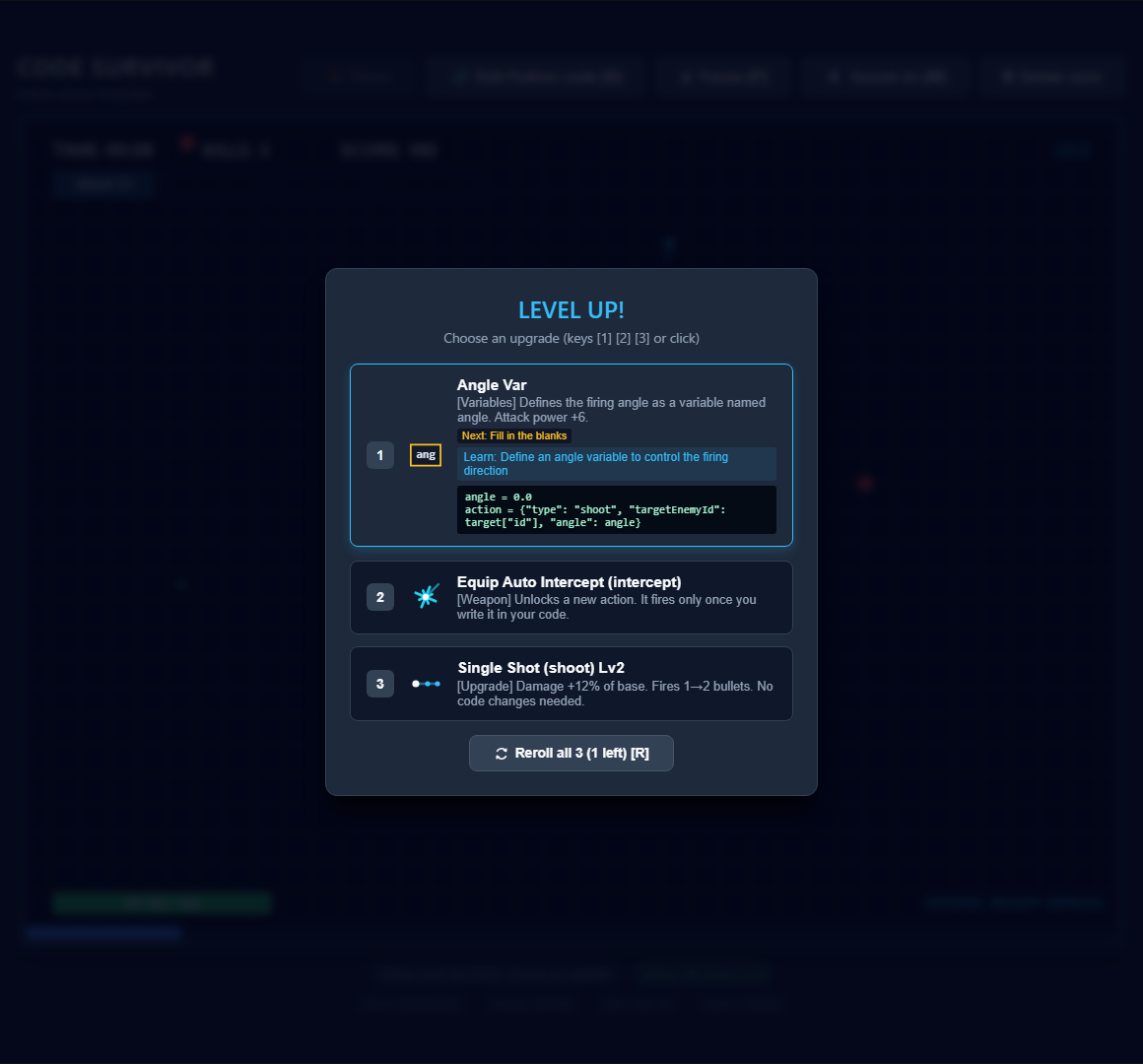 Screenshot 3 for CODE SURVIVOR (Free Web Version)