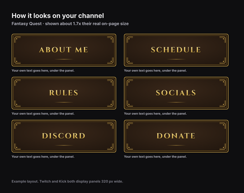 Fantasy Quest Stream Panels for Twitch & Kick by AltIq
