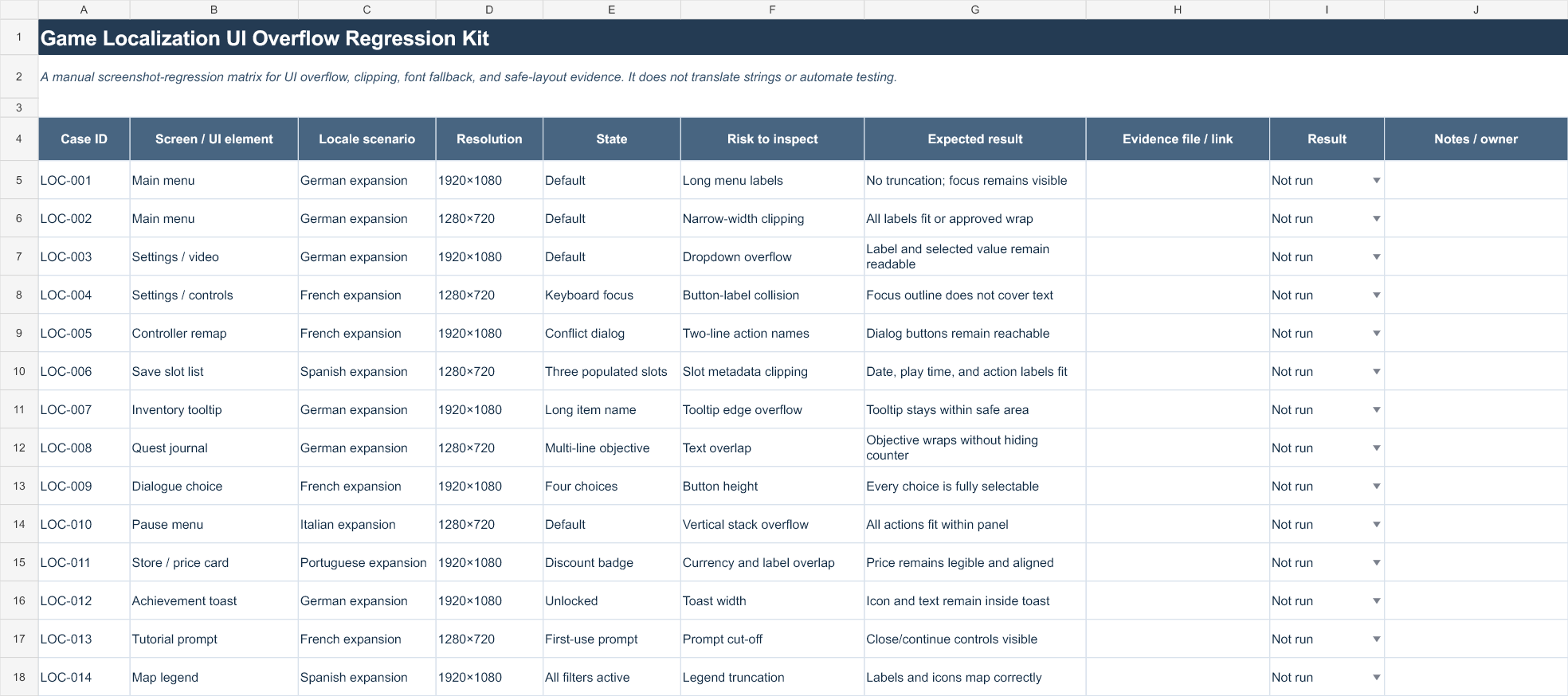 Game Localization UI Overflow Screenshot Regression Kit by ApexAiAssets