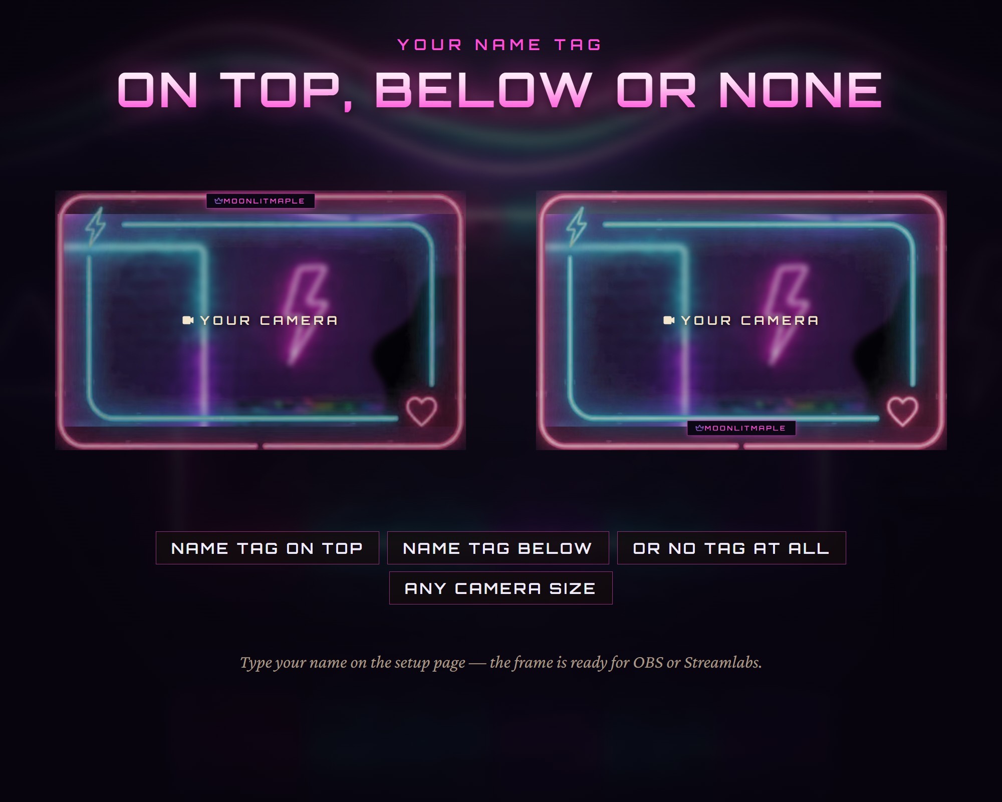 Neon Streamerr Neon Nights Animated Twitch Webcam Frame, Pink Cyan Neon Webcam Overlay ...
