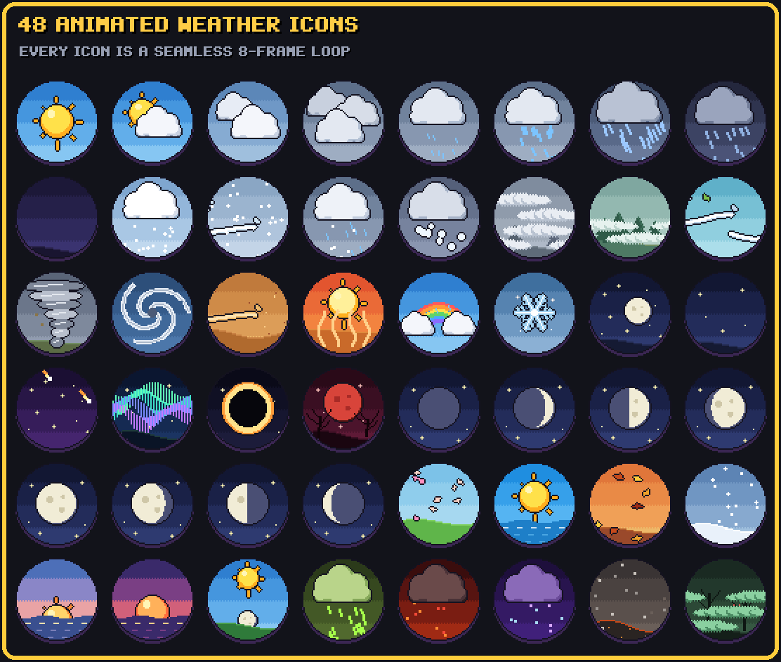 Inbow Lightning Icon 48 Animated Pixel Weather Icons is live - 48 Animated Pixel Weather ...