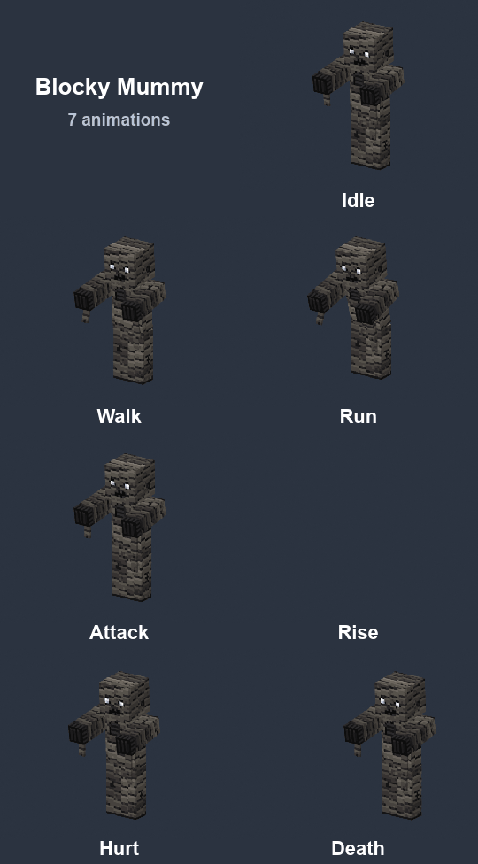 [3D Asset] Blocky Mummy — Rigged & Animated Low-Poly Pixel-Art 3D Mob ...