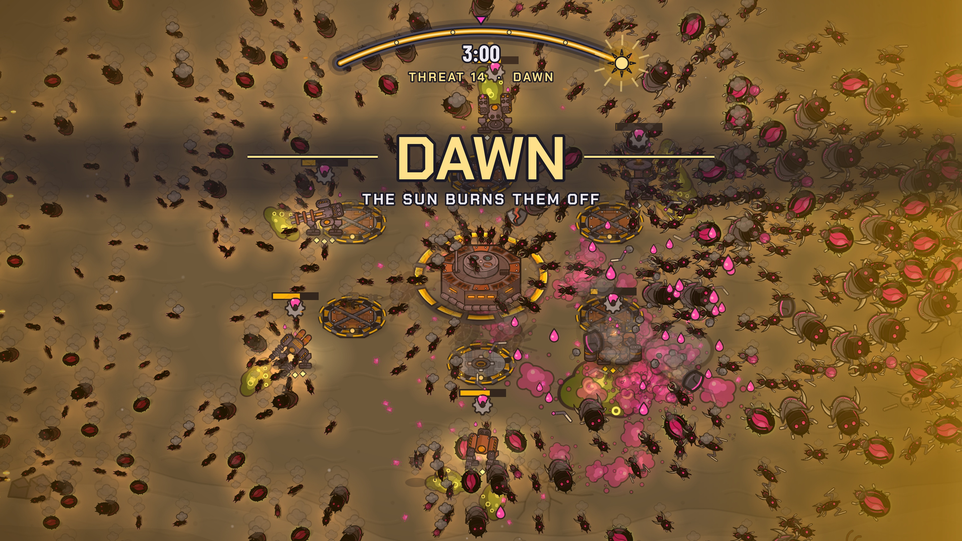 Dawn breaks and the sun burns the Crawl off